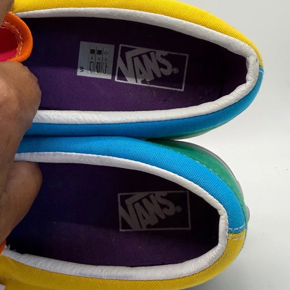 Vans Classic Slip-On Colorblock Multi Color Red Blue Green Juniors 7 Women 8.5